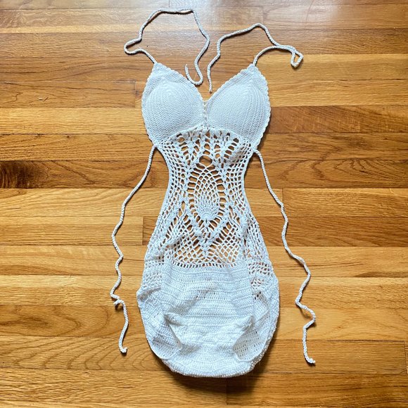 Crochet Knitted One Piece Swimsuit Size Medium - Picture 9 of 16
